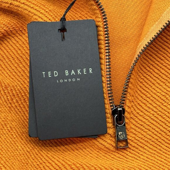 Ted Baker London Millom Men's Size 6/XXL Orange Textured Half Zip Jumper Sweater - Picture 13 of 14